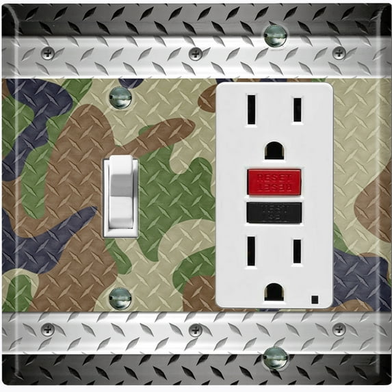 Metal Light Switch Plate Outlet Cover (Multi Camo - Single Toggle Single Rocker)