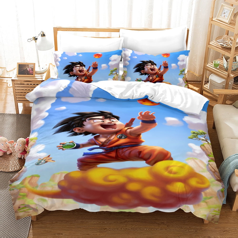 3 Pieces Anime Dragon Ball Z Bedding Duvet Cover Sets Full Size Kawaii