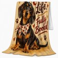 thumbnail image 2 of Dachshund person Life Autumn, Playful Pet Portrait Pattern, Warm Flannel Blanket for Living Room and Bedroom with Detailed Artwork, Dog Moms autumn celebration Gift, Pet Lover Home Decor, 2 of 9