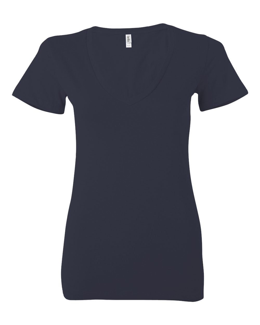 Bella-Canvas B6035 Womens Jersey Short Sleeve Deep V-neck T-Shirt- Navy ...