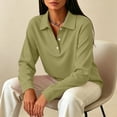 thumbnail image 6 of Textilo Polo Shirts for Women Long Sleeve Button Down Shirt Collared Solid Color Tshirts Loose 2026 Fall Winter Trendy Business Tops,Camouflage Green L, 6 of 7