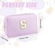 thumbnail image 4 of Bolsa de maquillaje con inicial, bolsa de cosméticos personalizada con cierre, bonita bolsa de aseo de viaje, impermeable, bolsa de maquillaje de poliuretano, regalo de cumpleaños, 4 of 4