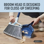 Casabella Power Core Broom 11 Brush Width & Dustpan w/ Integrated Scraper & Rubber Lip 53 Length