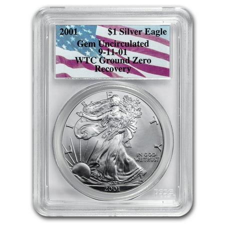 2001 Silver Eagle Gem Unc PCGS (WTC, Ground Zero Recovery)