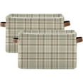 thumbnail image 2 of Cream Beige Plaid Tartan Square Storage Basket Storage Bins Canvas Storage Organizer Closet Shelf Organizer for Home Office, 1 Pc, 2 of 7