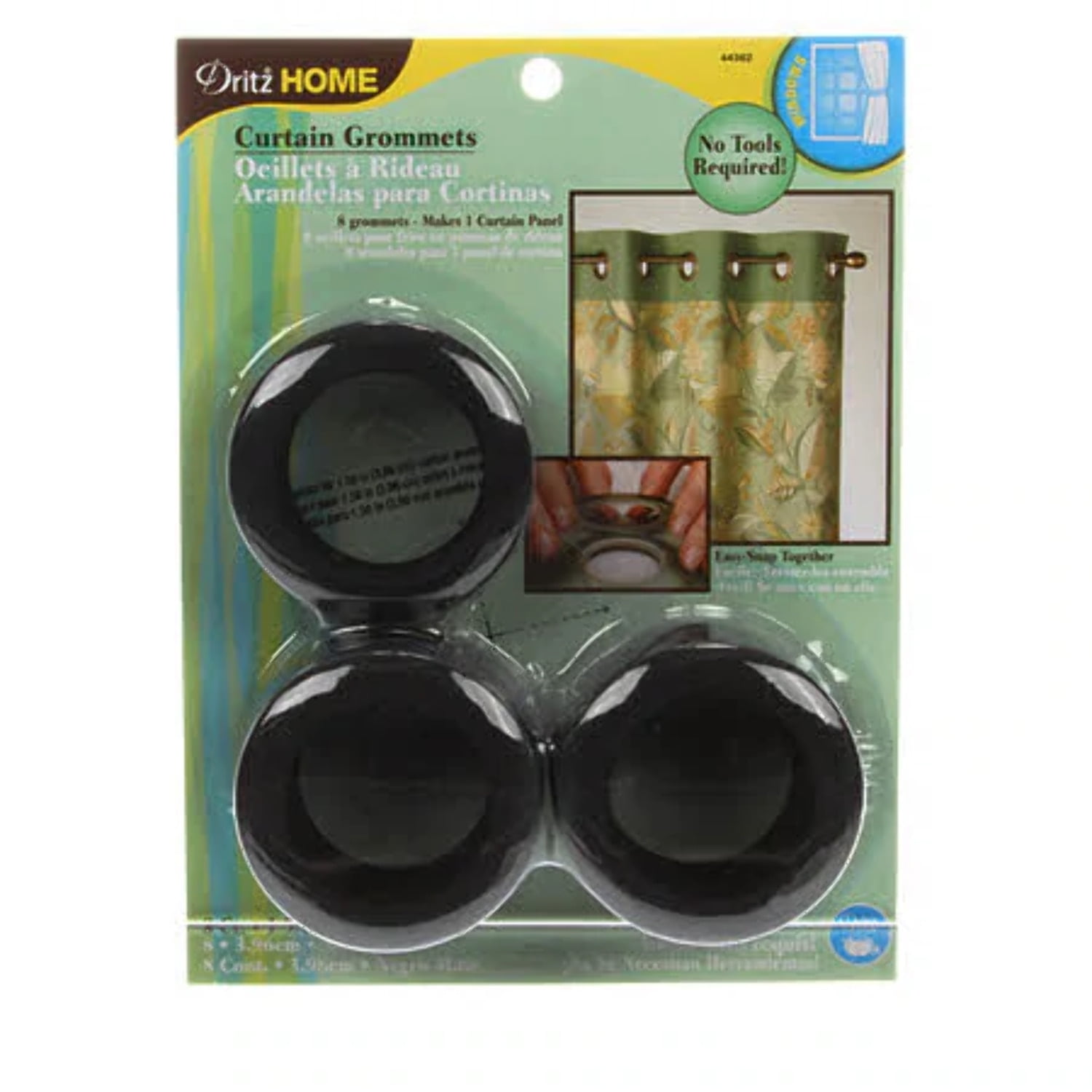 Dritz® Home 1.5 Textured Black Round Curtain Grommets, 8 Sets