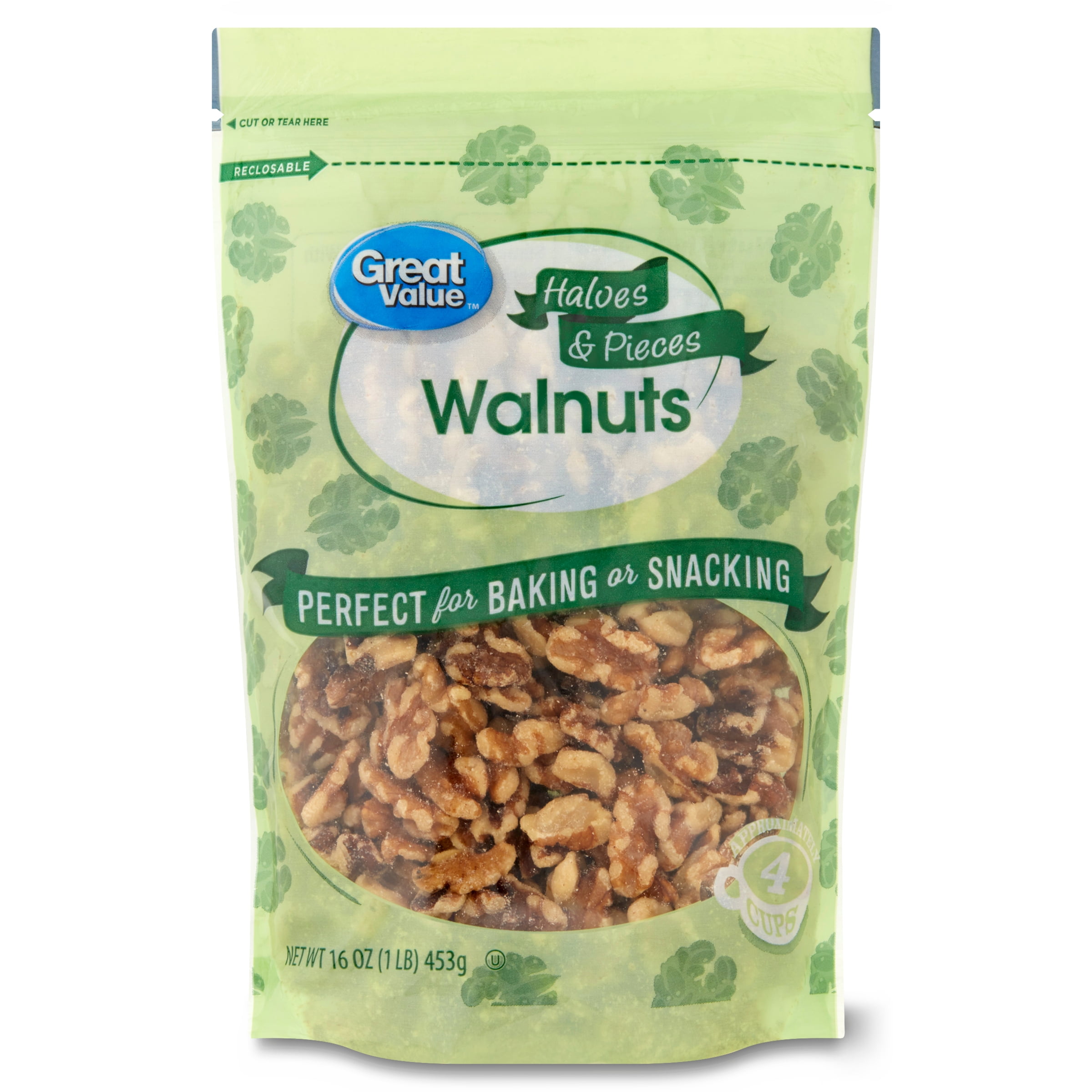 Great Value Walnuts Halves & Pieces, 16 oz