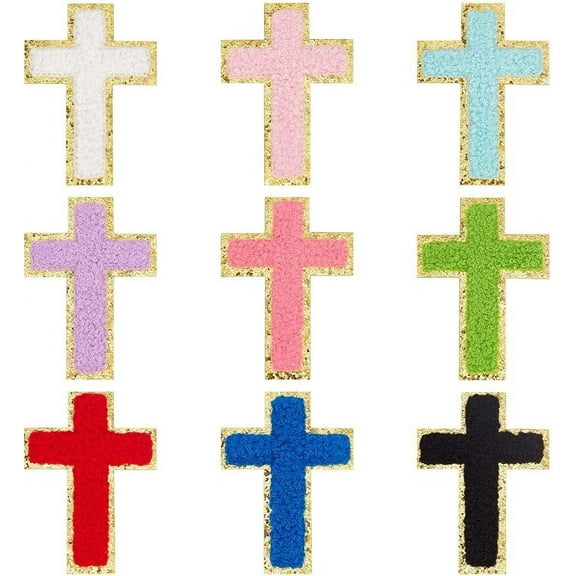 18Pcs 9 Colors Patches Iron on Chenille Patch Decorative Sew on Repair Embroidered Appliques for Clothes Hats Backpacks Vests Jacket DIY Crafts Decorations