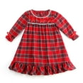 thumbnail image 1 of Ropa 100% de algodón para niños, pijamas de franela con estampado de cuadros rojos a juego para bebés, pijamas de invierno de manga larga con volantes para niños y niñas, pijamas de Navidad, 1 of 4