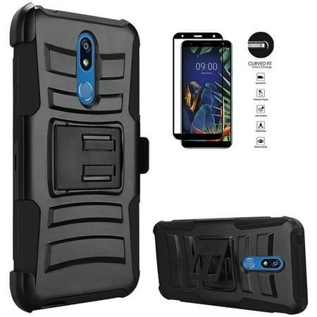 Phone Case for Straight Talk LG Solo L423DL / LG K40 / LG K12 Plus/LG X4 (2019), Heavy Duty Shockproof Holster Case Cover and Swivel Belt Clip + Tempered Glass Screen Protector (Escort Solo S3 Best Price)