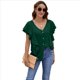 thumbnail image 4 of Blusas Informales Elegantes para Mujer, Blusas con Cuello en V, Botones y Mangas con Volantes. Verde Oscuro M, 4 of 10
