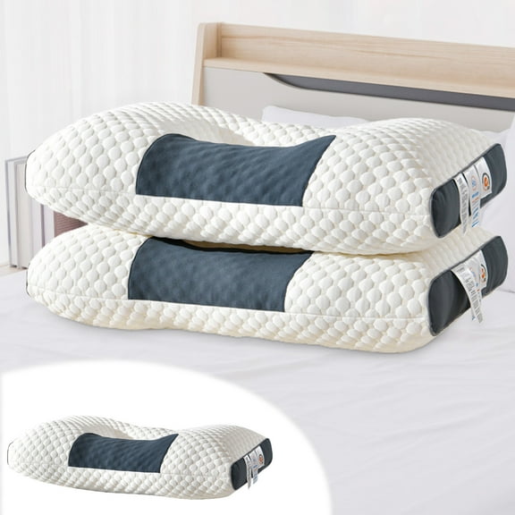 mfyjkho Clouds Pillow Core Massage Neck Support Sleep Aid Spa Pillow with Knitted Fabric and Velvet Filling for Comfortable Sleep, 1 Count