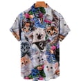 thumbnail image 5 of Camisa hawaiana con estampado 3D completo de gato para hombre, camisetas casuales de manga corta con botones para verano, camisas para hombre, 5 of 5