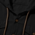 thumbnail image 5 of Casual Spring Outfits for Men 2 Piece Linen Long Sleeve Hoodie Button Down with Pocket and Matching Shorts Set Size 3XL Black, 5 of 9