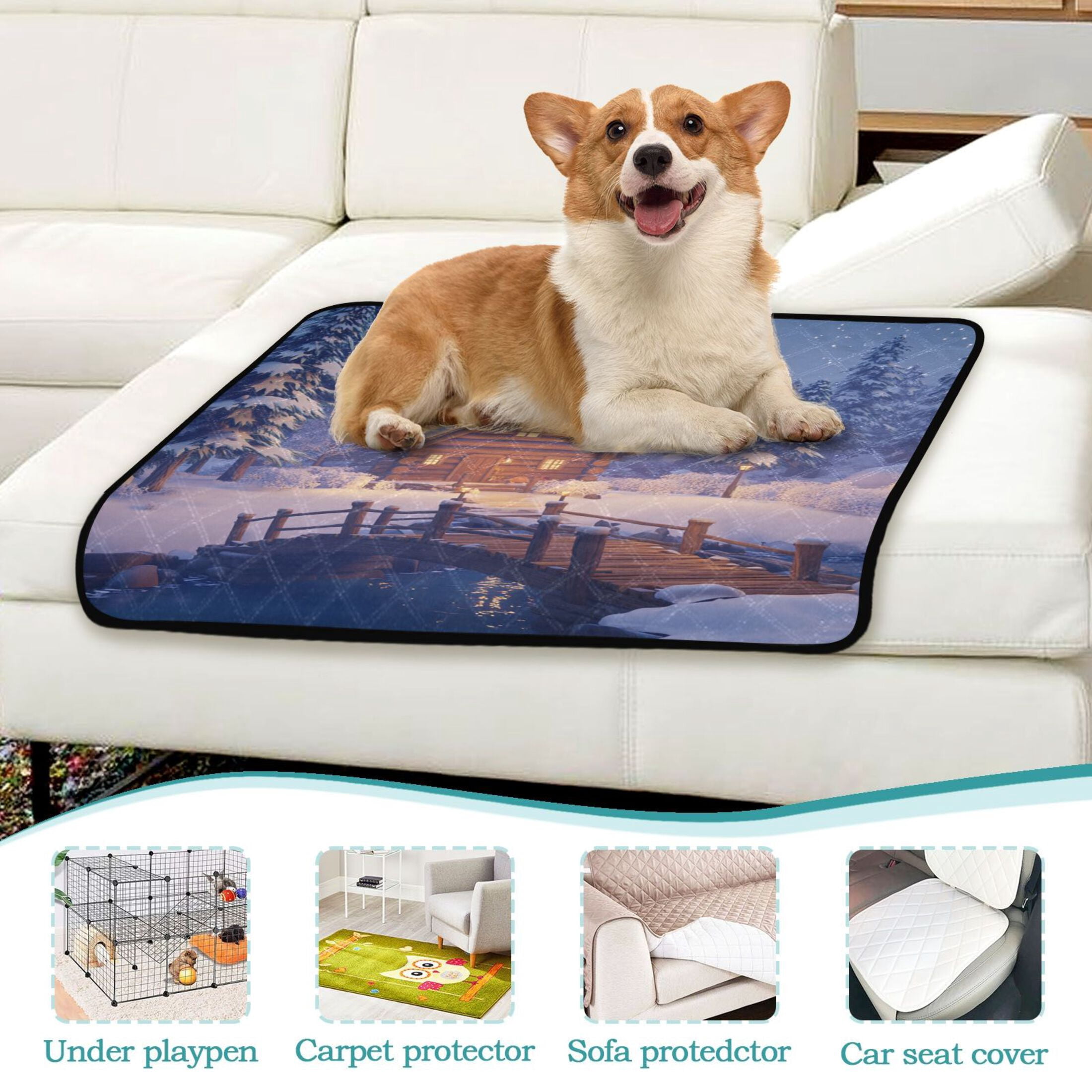 Washable Pet Pee Pads with Super Absorbent Reusable Training Pads for Dogs & Cats A Cozy Log Cabin Nestled