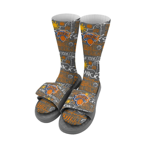Unisex ISlide New York Knicks Chalk Socks & Slide Sandals Bundle
