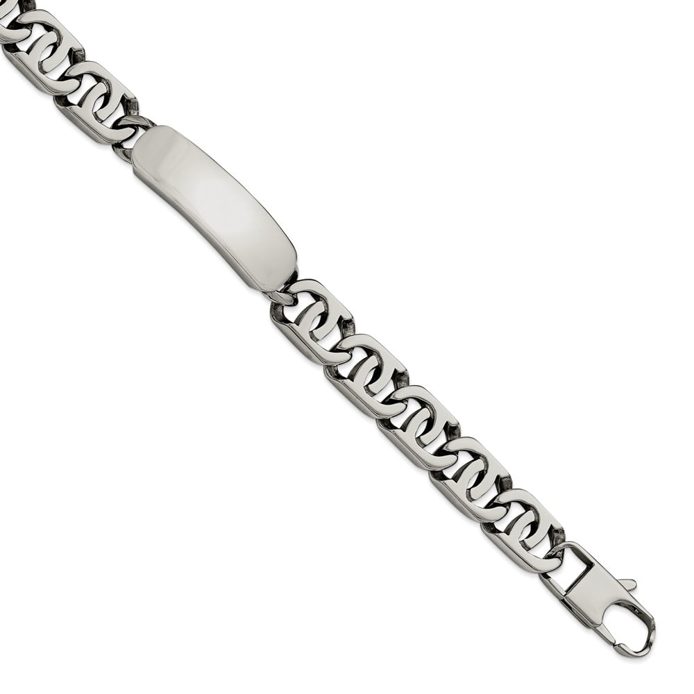 Stainless Steel Polished Engravable Fancy Lobster Closure Fancy ID Bracelet 8.5 Inch Jewelry Gifts for Women 