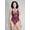 Burgundy, variant on Women's High strap neck lace and sheer teddy with adjustable spaghetti straps 80043-BLACK
