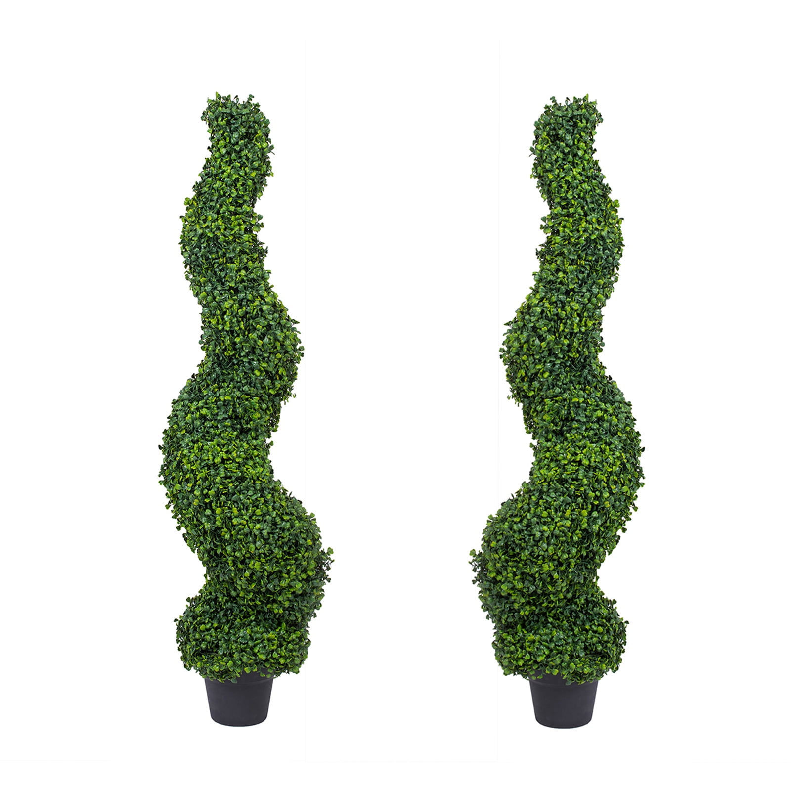 Poetree 2 Pack 4FT Artificial Spiral Green Boxwood Topiary Tree Indoor