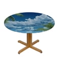 thumbnail image 3 of HAOXIT Travel Tablecloth, Sunny Vacation Clear Sky Scenic Summer Seashore Picture, Dining Room Kitchen Round Table Cover, 3 of 8