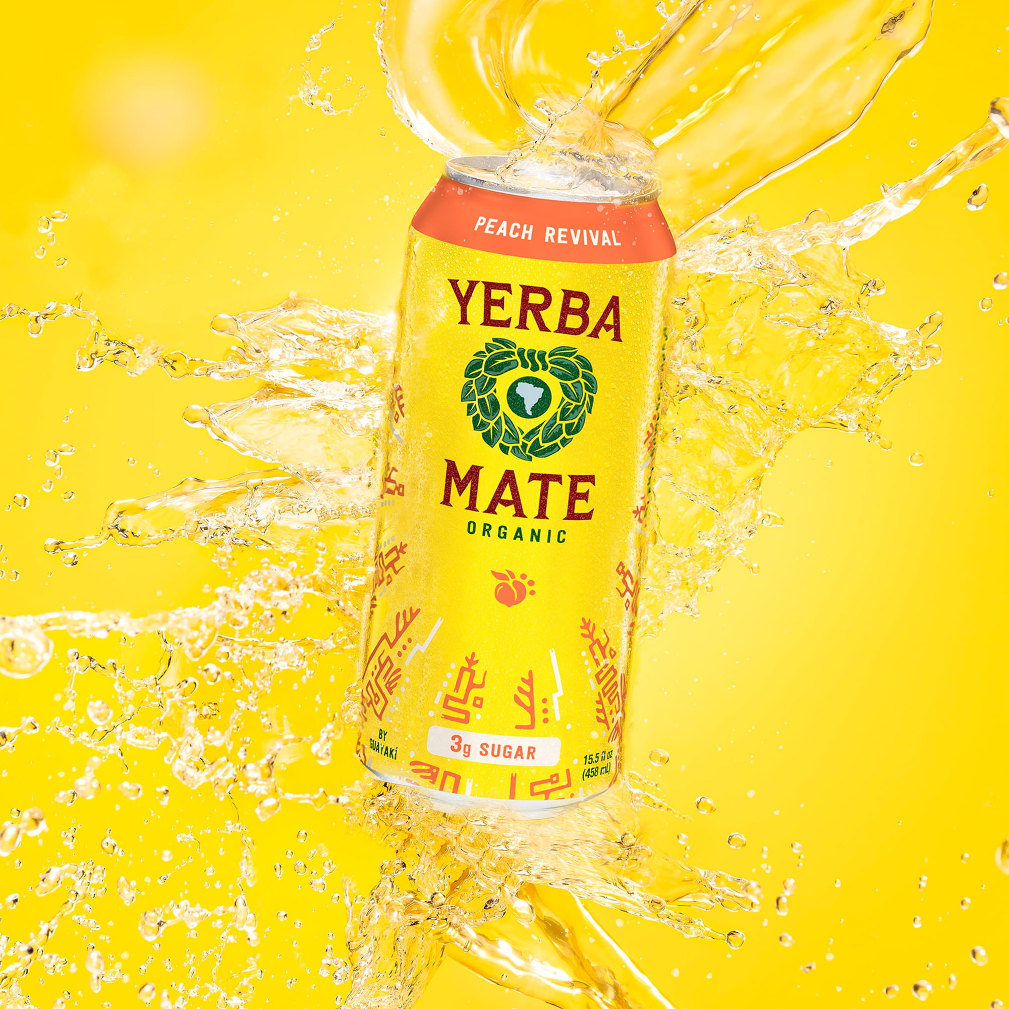 Guayakí Yerba Mate, Organic Energy Drink Alternative, Peach Revival, Low Sugar, 150mg Natural Plant Based Caffeine, Smooth Energy & Focus, No Jitters or Crash, 15.5 Oz (Pack of 12)