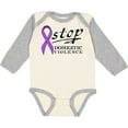 thumbnail image 3 of Inktastic Stop Domestic Violence-purple ribbon Boys or Girls Long Sleeve Baby Bodysuit, 3 of 5