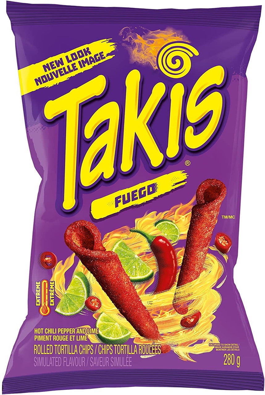 TAKIS Fuego Tortilla Chips Spicy Chili Pepper & Lime Flavour, 280g/9.9 oz