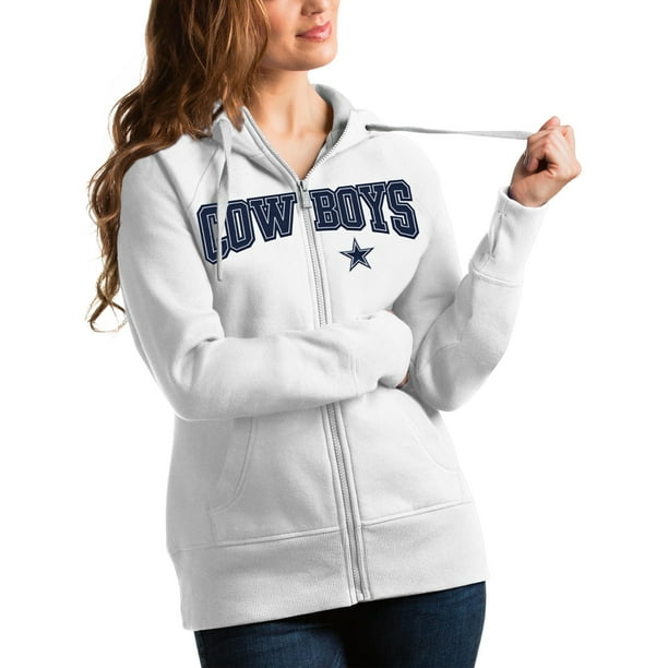 Women's Antigua White Dallas Cowboys Team Victory Full-Zip Hoodie