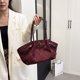 thumbnail image 5 of Bolso Mano Bolsos Axila A Cuadros Retro Gamuza para Mujer (Vino) Rojo, 5 of 9