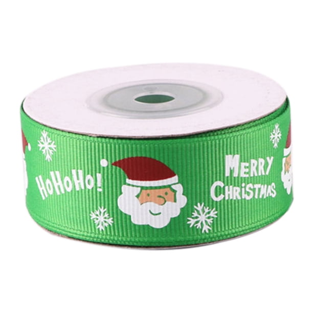 Bearachild 10 yardas/lote 25mm cinta de poliéster cinta bronceada cinta de Navidad impresa para decoración de Navidad envoltura de regalo DIY Kits de decoración para fiestas verde Bearachild HA0043-02