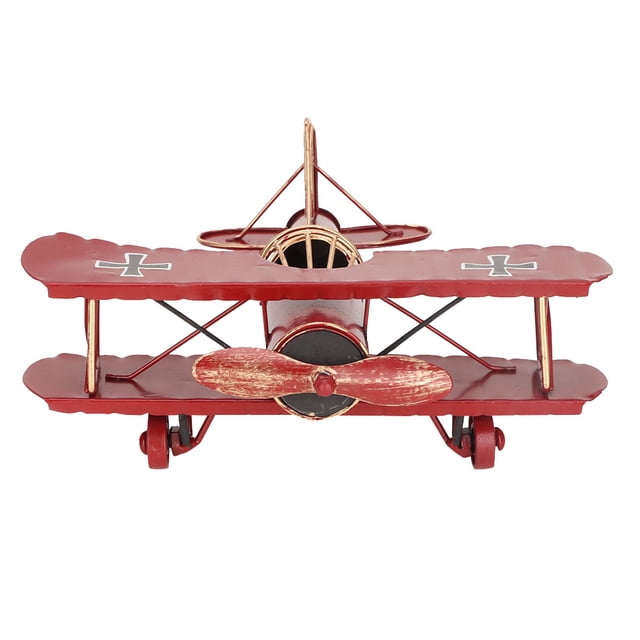 Vintage Airplane Model Wrought Iron Aircraft Biplane for Desktop Decor Photo Props RedDecoration,Airplane Models for
