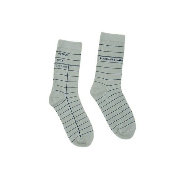 Library Card (Light Gray) Socks - Large, (Other)