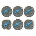 thumbnail image 2 of Balery 6 Pcs Fun Riding Dinosaurleather Coasters Set, Drink Table Cup Coasters For Living Room Kitchen Coffee Decor, 2 of 9