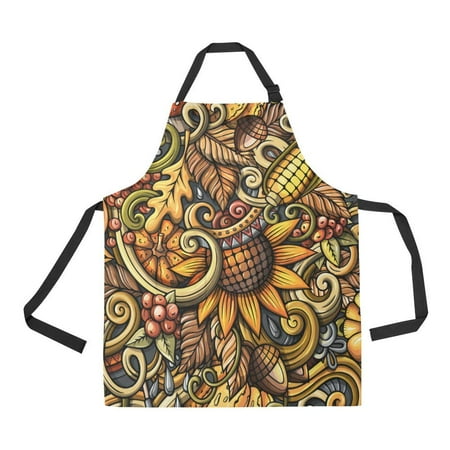 - ASHLEIGH Kitchen Aprons Autumn Corn Sunflower Adjustable Bib Apron with Pockets for Women Men