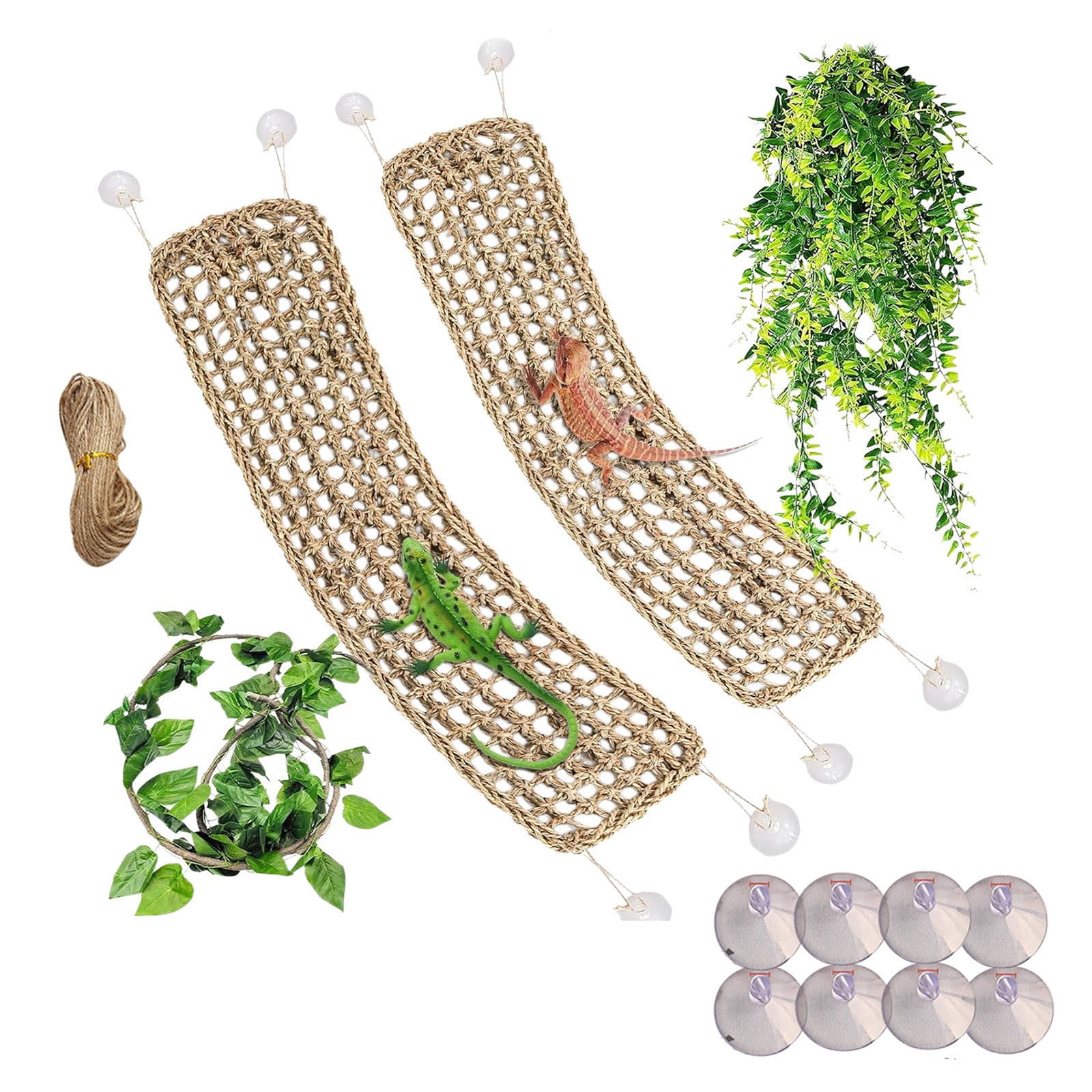 1 Piece 75x18cm Reptile Hammock with 8 Suction Cups 2m Rope, Lizard Gecko Snake Climbing Hammock, Reptile Terrarium Supply, Reptile Terrarium Habitat Decor for Reptiles, Pet Product for Dogs Cats