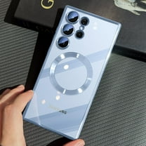 for Samsung Galaxy S23 Ultra Case, [Full Camera Cover Protection] [Compatible with MagSafe] Magnetic Metallic Glossy Slim Clear Luxury Soft Shockproof Case for Galaxy S23 Ultra 6.8 inch -Sierra Blue