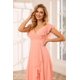 thumbnail image 4 of Vestido de dama de honor TIRAS Aline con volantes y estampado floral champán para mujer 16, 4 of 6