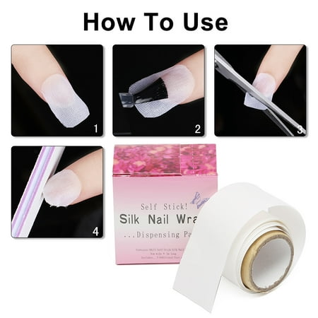 Adhesive Silk Nail Wraps Protector Fiberglass Reinforce Nail Tools UV ...