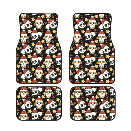 Gaeub Cute Dog Panda Print 4 Pieces Car Floor Mats Car Universal Car Carpet Mats Fit for SUV Vans Sedans Trucks