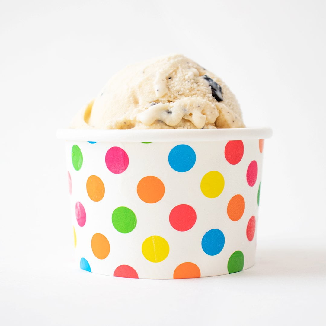 [50 Count] 4 oz Rainbow Polka Dot Paper Ice Cream Cups Small Dessert