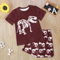 thumbnail image 2 of NOLDARES Infant Baby Boy Outfits 2 Pieces Crewneck Short Sleeve T-Shirt Tee Pattern Casual Pocket Shorts Toddler Clothes(Wine,6-7Y), 2 of 6