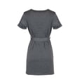 thumbnail image 5 of Bigersell Women Summer T-Shirt Dress with Belt Casual Crew Neck Short Sleeve Mini Short Dresses Solid Color Office Work Dress Evening Party Club Dress Beach Sundresses, Gray M, 5 of 6