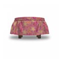thumbnail image 4 of Floral Ottoman Cover, Dotted Plumeria Frangipani, 2 Piece Slipcover Set with Ruffle Skirt for Square Round Cube Footstool Decorative Home Accent, Standard Size, Pink Yellow White, by Ambesonne, 4 of 5