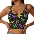 thumbnail image 3 of Goofa Mardi Gras Carnival4 Printed Sports Bras for Women, High Impact Running Bra Workout Crop Tank Tops Longline Sports Bra Push up-Small, 3 of 9