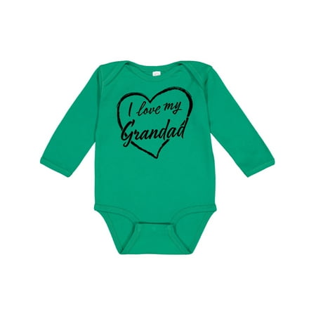 

Inktastic I Love My Grandad in Black Chalk Heart Gift Baby Boy or Baby Girl Long Sleeve Bodysuit