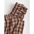 thumbnail image 4 of Coffee Brown Plaid Off Shoulder Slim-Fit Mini Dress For Women, 4 of 6