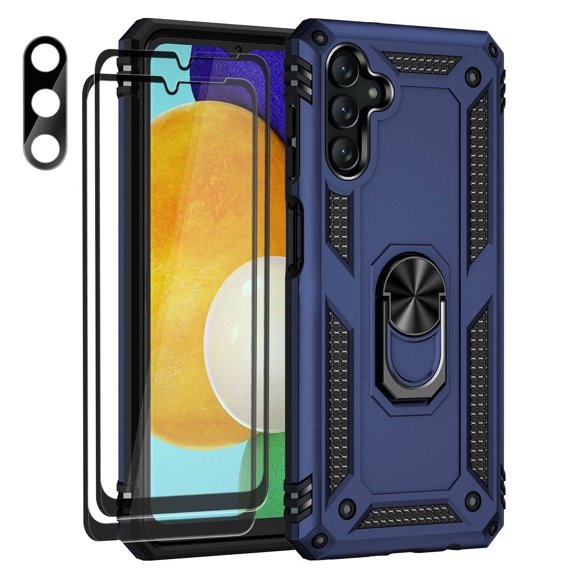 Aggxpf for Samsung Galaxy A54 5G Phone Case with Screen Protector & Camera Lens Protector, Rugged Phone Cover with Metal Ring Stand, Blue
