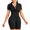 Black L, variant on Sport Sweat Romper Compression Zipper Closure Stand Collar Sauna Suit Short Sleeves Calorie Burning Workout Sweat Suit High Elastic Waist Trainer Full Body Shaper