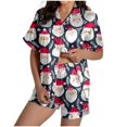 thumbnail image 1 of WEAIXIMIUNG Pajama Set Pants and Short Sleeve Ladies' Christmas Snowman Santa Printed Silk Satin Short Sleeve Button Pajama Set, 1 of 6