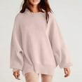 thumbnail image 7 of Womens Oversized Sweaters Casual Lantern Long Sleeve Crew Neck Knit Loose Fall 2025 Trendy Pullover Tops (XL, Pink), 7 of 7